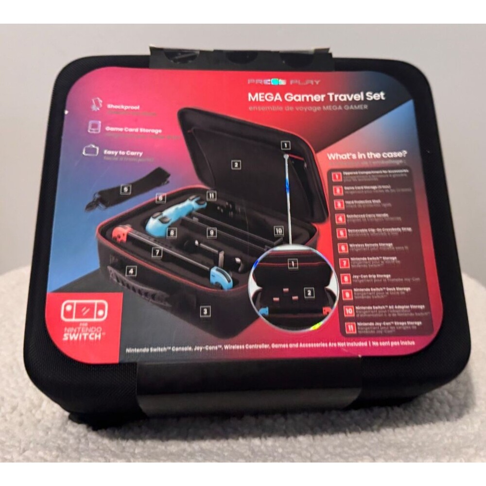Press Play MEGA Gamer Travel Set Nintendo Switch OLED Case Kit NEW PNSC81BK